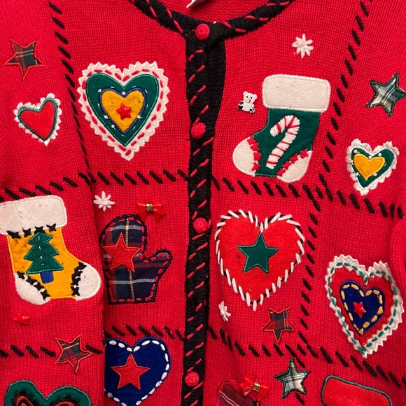 Parisian Signature Vintage Christmas Sweater Cardigan - Picture 2 of 6